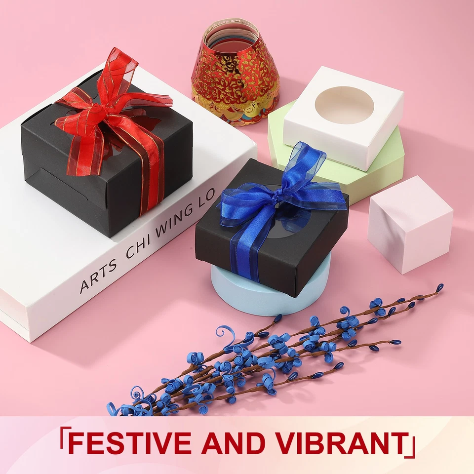 Cinta a rayas de 50 yardas x 1", rollo de caramelo amarillo envoltura de regalo para Navidad Foto 4 de 4