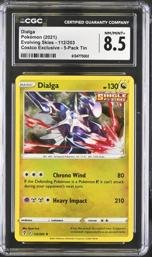 2021 Dialga 112/203 Costco Exclusive 5-Pack Tin Pokemon CGC 8.5 Nm/Mint+