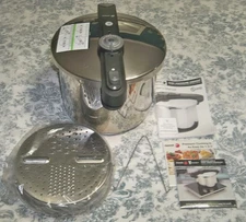 Fagor Chef Series 9.3L Pressure Cooker Pot + Manual + Steamer Basket - USED ONCE