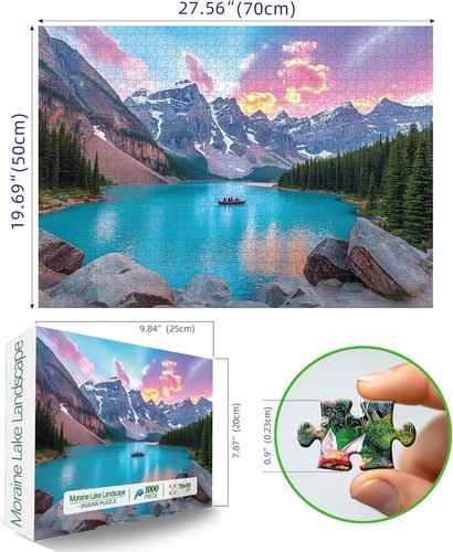 Moraine Lake 1000 Piece Puzzle Canadian Rockies Landscape Jigsaw with Poster - Picture 2 of 7