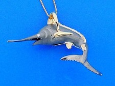 DISNEY NA HOKU Denny Wong Blue Marlin Pendant, Precious Silver/18K Gold