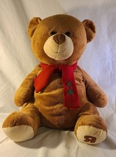 Toys R Us Large Brown Teddy Bear 2011 Plush Stuffed Animal W Red Scarf