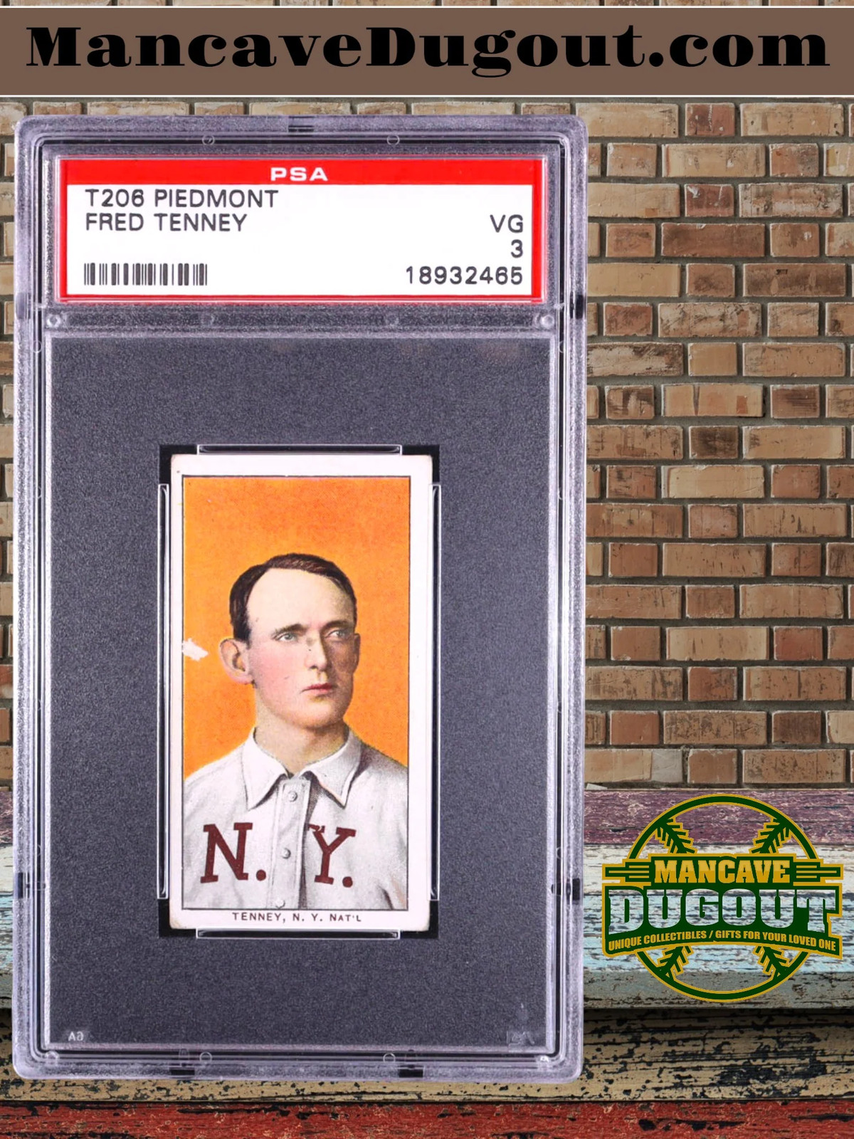 Fred Tenney — 1909–11 T206 - Boston Nationals — Card #483 - Graded PSA 3 VG