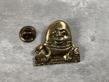Vintage Solid Brass Mold Lapel Pin Humpty Dumpty Pinback Lapel Pin