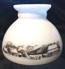 Vintage White Milk Glass 8” Diameter “CURRIER & IVES” Lamp Shade