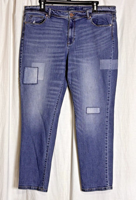 J. Jill Authentic Fit Slim Ankle Patchwork Jeans Womens Size 14 Patchwork Denim