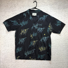Carhartt WIP Heat Wave Button Up 100 Cotton Black Camp Shirt Men s Size Large