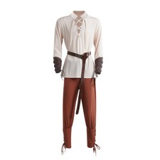 Renaissance Medieval Pirate Shirt Pants Costume Set for Men