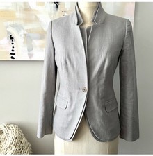 J.Crew Womens 2 Gray Textured Single-Button Blazer Standing Double-Lapel Collar