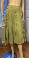Max Studio Silk Blend Skirt Olive Sz.4 NWT Cruise Resort Style Boho 52%silk