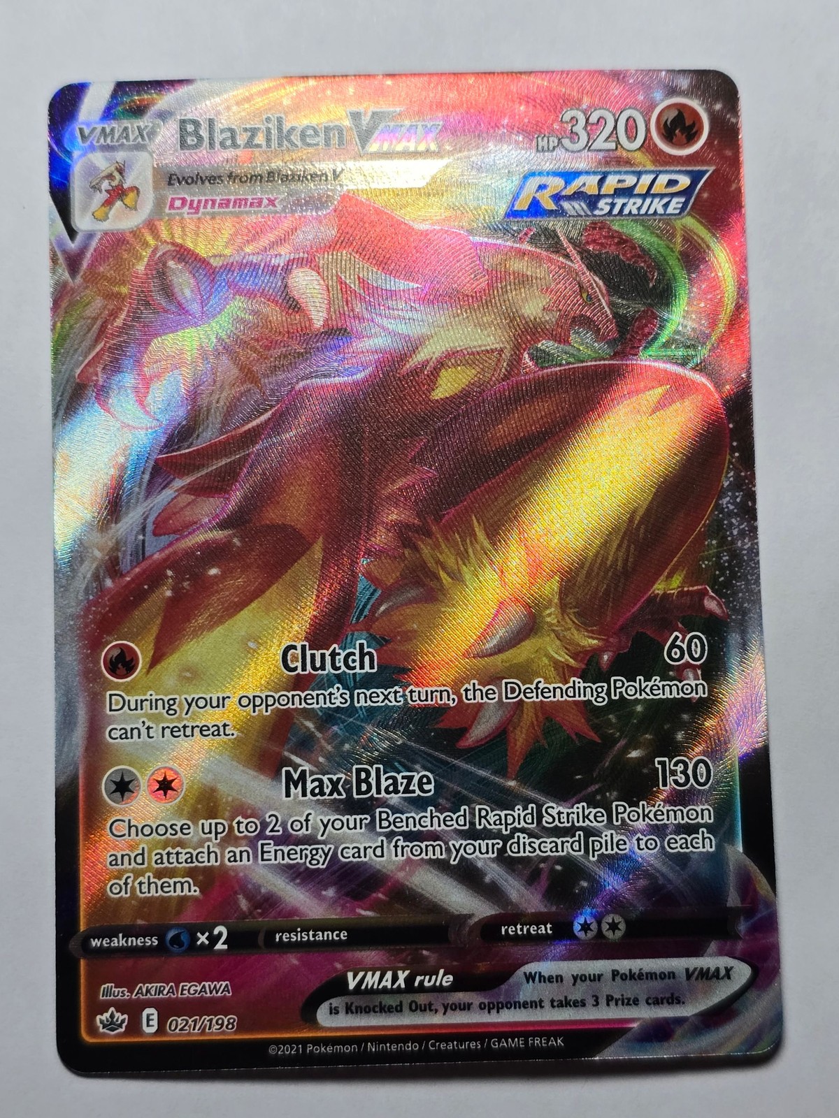 Blaziken VMAX 021/198 Holo Rare VMAX Chilling Reign Pokemon NM