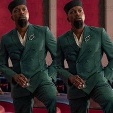 Prom Men Suits 2 Pcs Party Suits Wear Slim Fit Wedding Groom Green Tuxedos