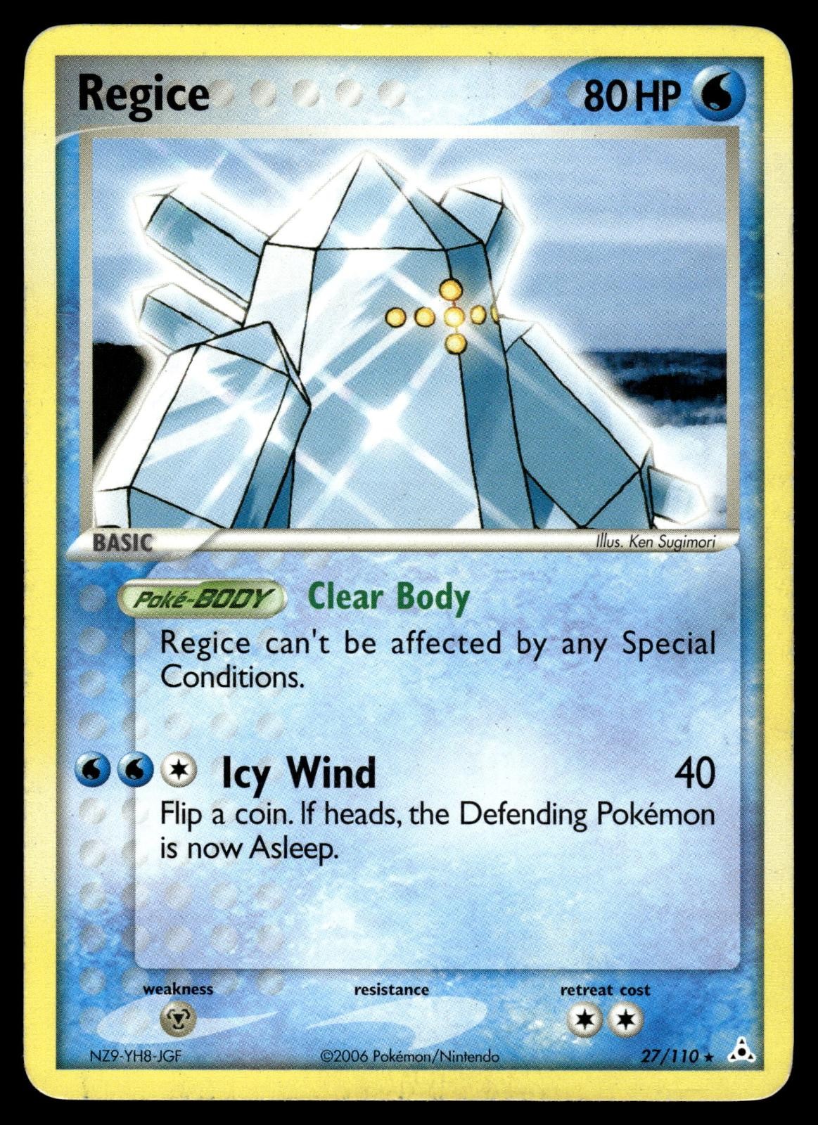 Regice 27/110 Rare Holon Phantoms Pokemon Moderately Played