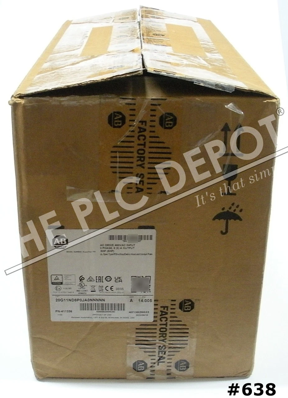 2022 Allen Bradley 20G11ND8P0JA0NNNNN PowerFlex 755 480VAC DRIVE 5HP 3PH #638