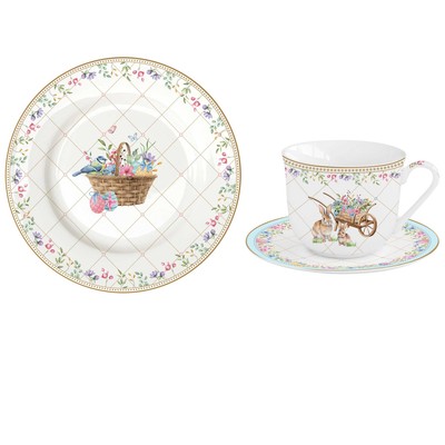 18tlg. Kaffeeservice SPRING BLOOM Ostereier mit bunten Blumen Easy Life