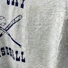 Gray vintage baseball T-shirt with blue “John Jay” text and crossed bat graphic, white XL screen stars on front.