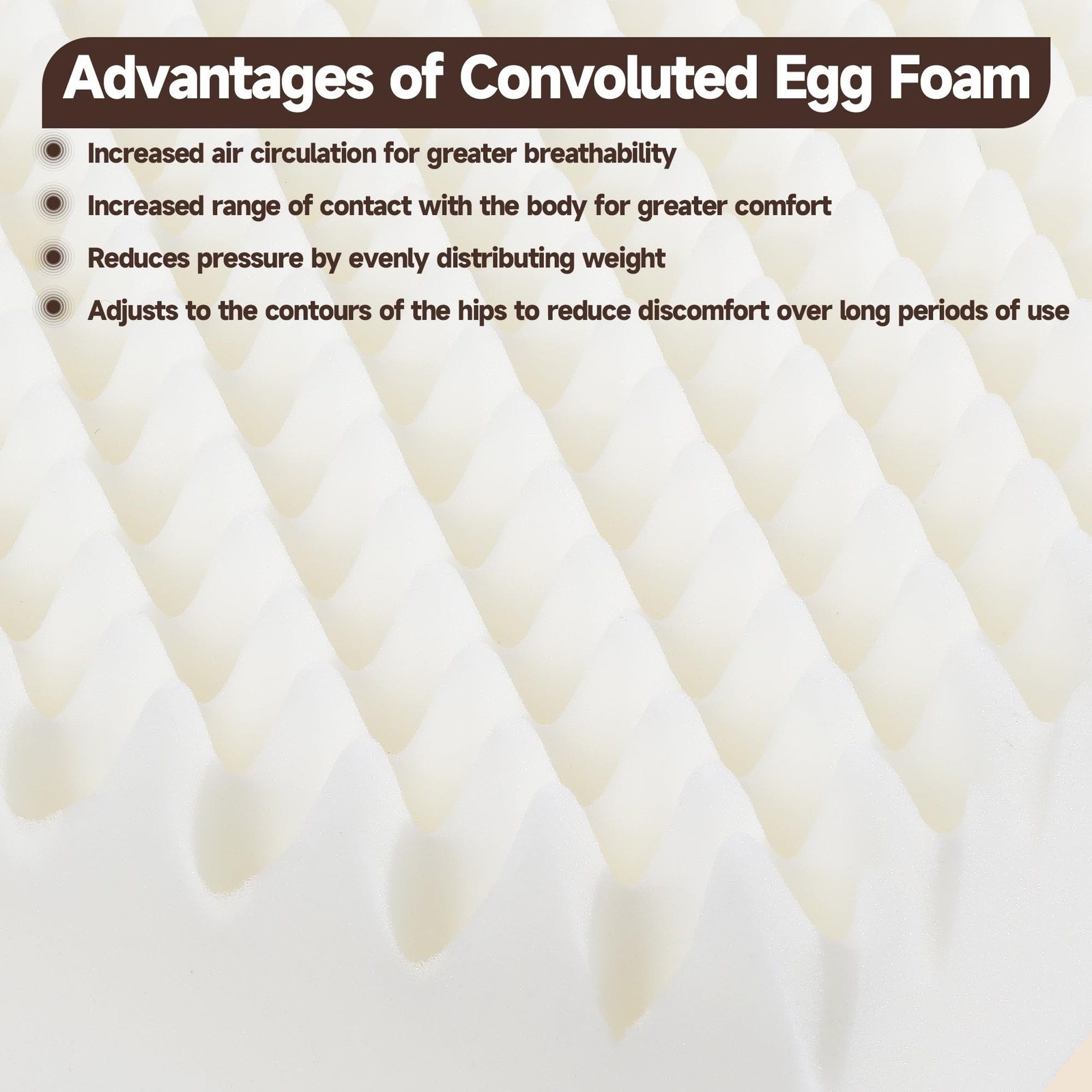 5" Thick Egg Crate Foam Recliner Chair Cushion for Elderly Thicken & Extra La