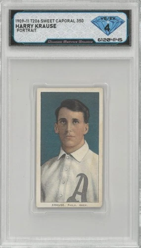 1909-11 T206 Sweet Caporal 350 HARRY KRAUSE 💎 DSG 4 VG/EX