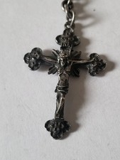 Alter Schl&uuml;sselanh&auml;nger Kruzifix 835er Silber Christusmotiv mit Kleeblattform
