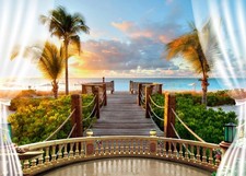 Summer Beach Backdrop 8x6FT Tropical Hawaiian Photography Background Party Decor