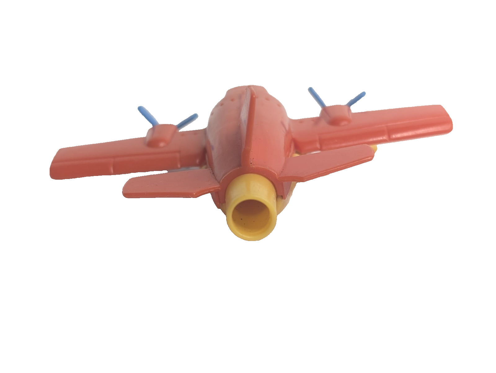 Vintage Turbo Prop Bruder Toy Whistle Plastic Airplane Orange, Yellow & Blue 4x4