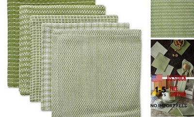  Everyday Kitchen Collection Assorted Dishcloth Set, 12x12, 5 Antique Green