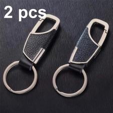 Men's Women's Fashion Style Leather Clip Keychain Car Key Ring Fob Holder Gift