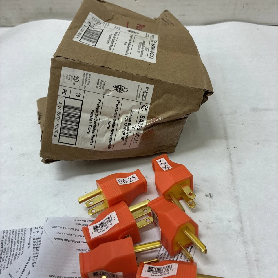 Dispositivo de cableado de cobre naranja enchufes de conexión a tierra SA3990-OCC10 (lote de 10) Foto 2 de 2