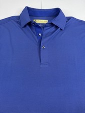 Donald Ross Golf Polo Shirt Blue AOP Performance Stretch Geometric Mens M MINT