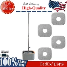 Spin Mop Bucket System With Dual Compartment Design Washable Microfiber Mop Pads