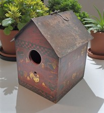Vintage Holz Vogelhaus Original Alt Handgefertigt Bemalt