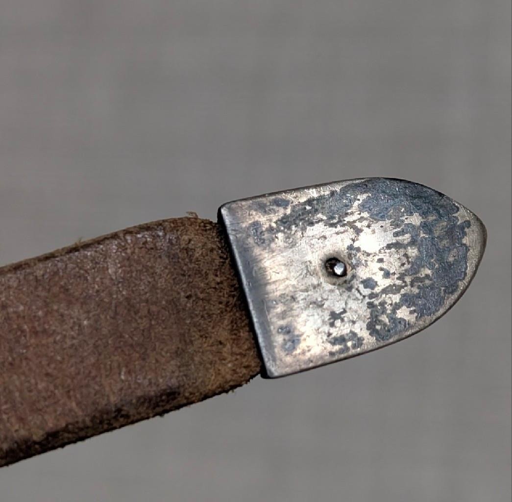 vintage TOOLED buckle belt STERLING silver tip 28 handcrafted leather TAPERED image 4