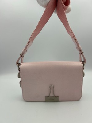 Off-White Pale Pink Binder Clip Leather Crossbody Bag  display picture 1