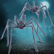 2pk 5ft Scary Giant Spider Fake Large Hairy Black Halloween Yard Decor Bend 18zS