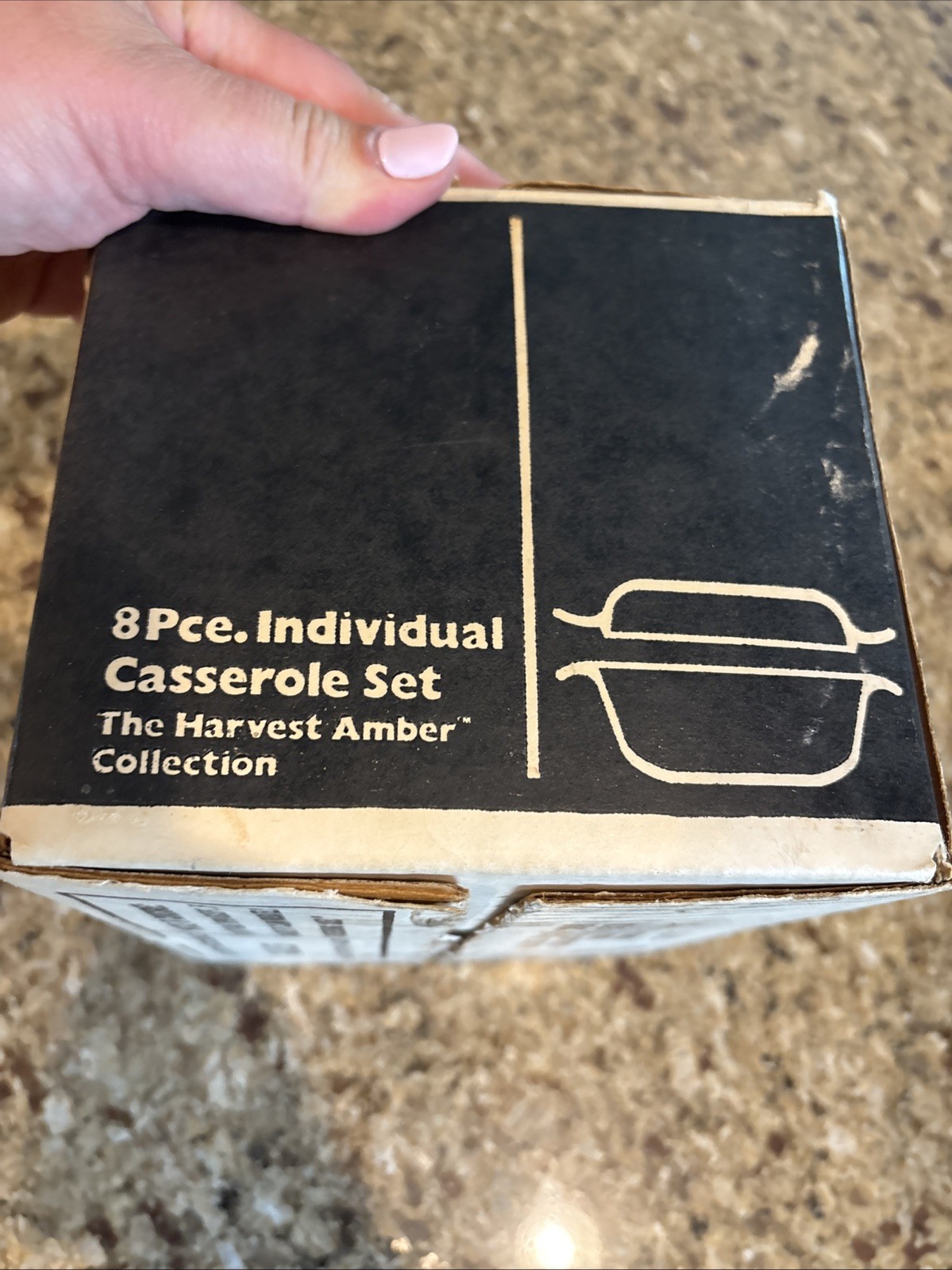 Vintage 8 Pce Individual Casserole Set Anchor Hocking Harvest Amber Collection