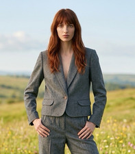 VTG Pendleton 100 Wool Gray Blazer Jacket Women  s Size 12 Petite Classic Tailor