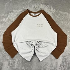 Distressed Hurley Surf Co. Cream/Brown Surfer Thermal Sweatshirt Size XL