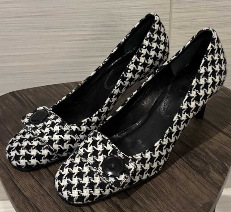 NWOB LOFT White & Black Houndstooth Pumps, Leather Lined, Leather Soles, Size 7