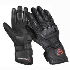ASPIDEX Guanti Moto Pelle Bovino Protezioni Nocche Rigide Racing Touring Nero