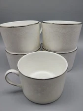 5 Kate Spade Lenox Chapel Hill Bone Chantilly Lace Platinum Trim Tea Cups