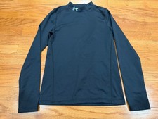 Boys Under Armour Coldgear Black Fitted Compression Mock Shirt Youth Large