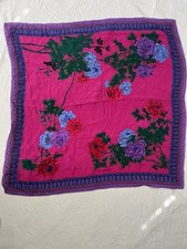 Vintage Liz Claiborne Silk Scarf Floral Jewel Tone 30" square