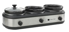 , Triple Slow Cooker, Buffet Server 2.5qt x 3 Pot, Food Warmer Stainless