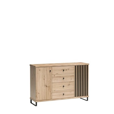 LUMERA Sideboard 142 cm Eiche Artisan mit Lamellen Modern Loft Kommode SoftClose