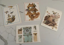 Vintage Hallmark Marjolein Bastin Blank Note Cards Stationery Birds Birdhouses