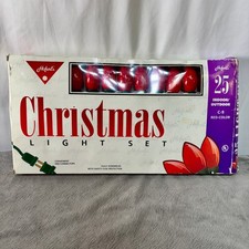 C-9 Christmas Light Set-25 Bulbs Tested Working Hofert's Indoor/Outdoor Red Bulb