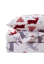 Flannel Sheets Warm and Cozy Buffalo Dear Christmas Bedding 4 Piece Set Full New