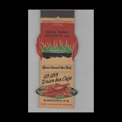 Matchbook Cover W.W's Drive In Cafe Alamogordo NM