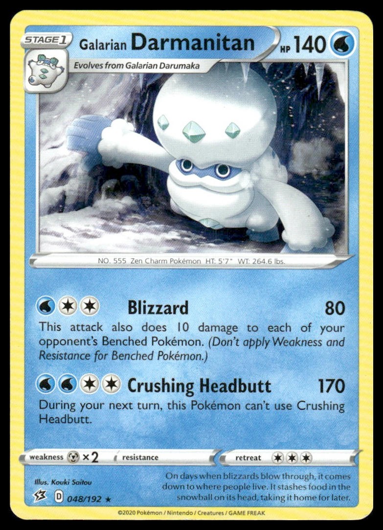 Galarian Darmanitan 048/192 Rare Rebel Clash Pokemon Lightly Played