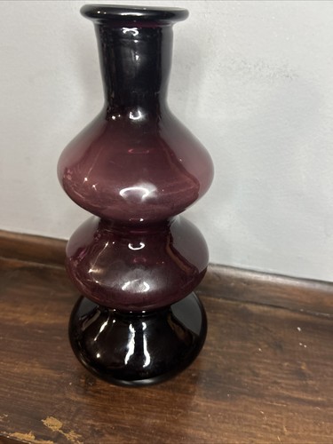 Jarrón vintage Empoli amatista triple calabaza arte vidrio jarra Italia MCM púrpura - Imagen 2 de 11